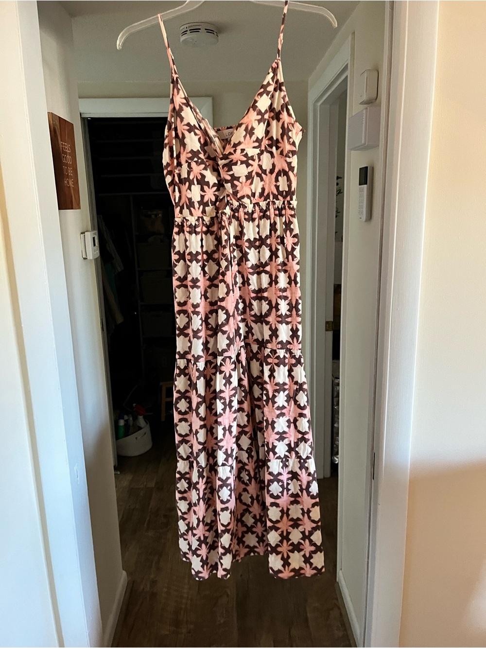 LOFT Pink and Brown Floral Midi Dress